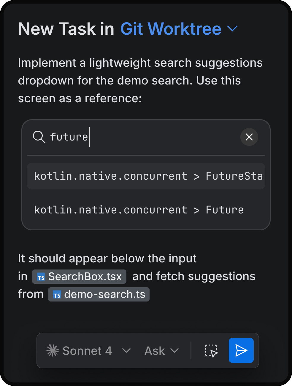 Define your task screenshot