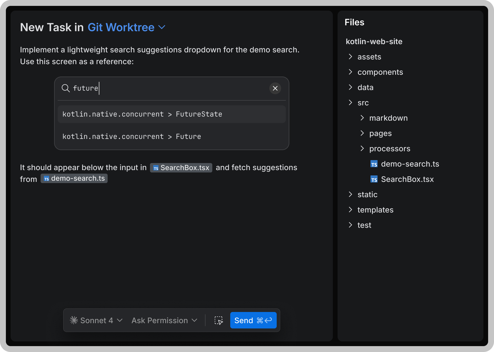 Define your task screenshot