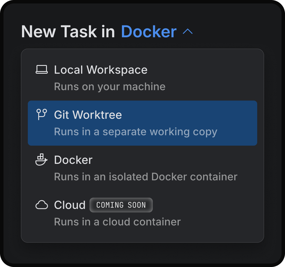 Run isolated tasks screenshot